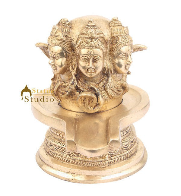Brass Handmade Sacred Divine Lord Shiva Lingam Temple Idol 7" - Image 3