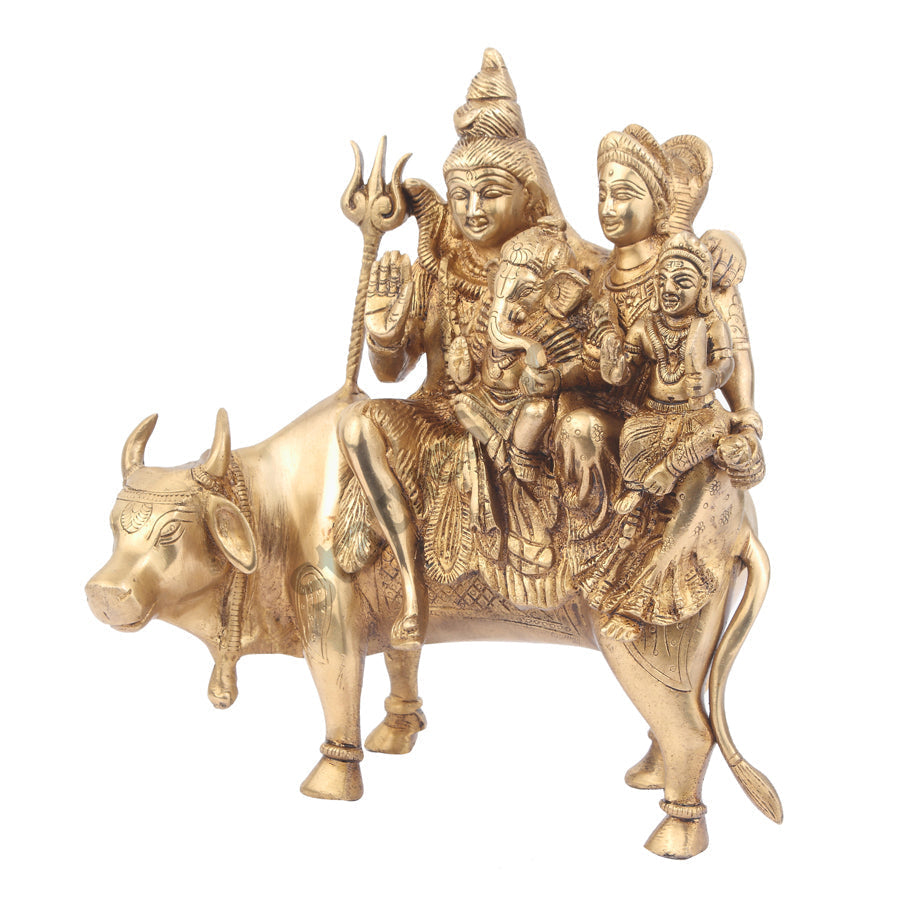 BrassLord Shiva Parivar On Nandi Religious Decor 11" - Image 3
