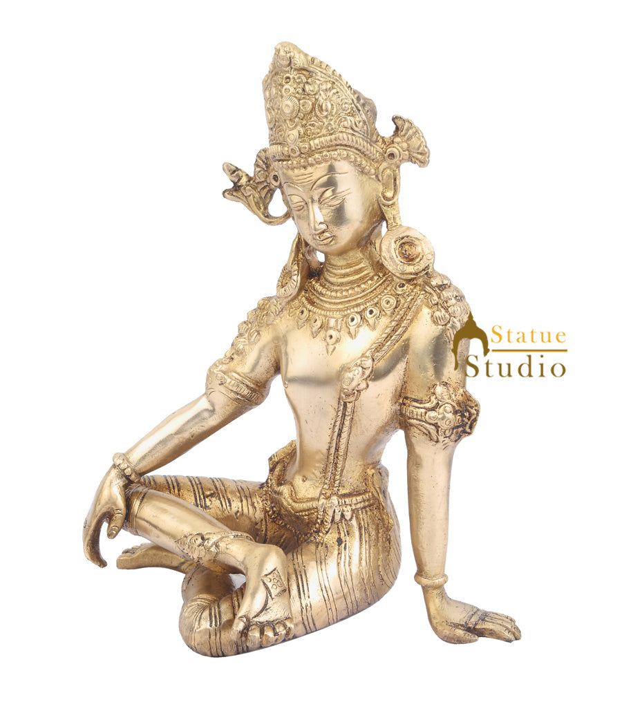 Indian Brass Hindu Deity Lord Indra Dev Inder Rare Unique Idol For Sale 10" - Image 3