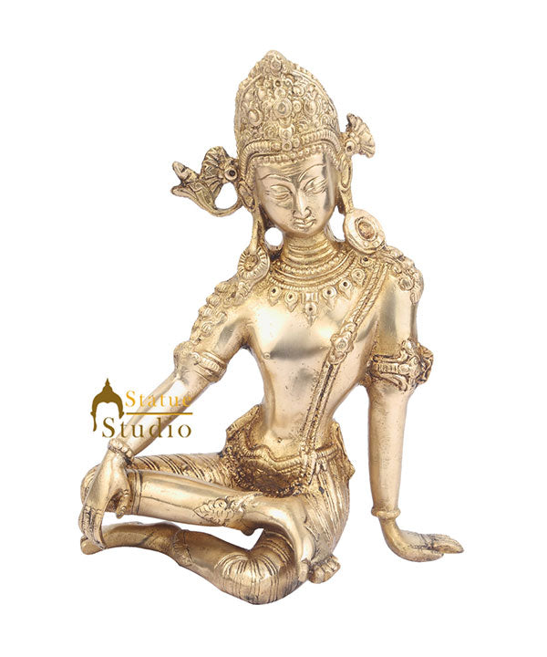 Indian Brass Hindu Deity Lord Indra Dev Inder Rare Unique Idol For Sale 10" - Eco-friendly - Sama Homes