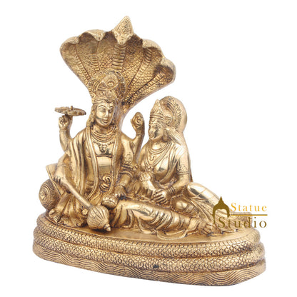 Rare Antique Indian Hinduism Lord Vishnu With Laxmi Ji Under Serpent Idol 11" by vendor-unknown - Hindu Gods (View 3)