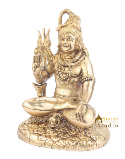 Brass Shankar Bhagwan Mahayogi Shiva Statue 8" by vendor-unknown - Hindu Gods (View 3)