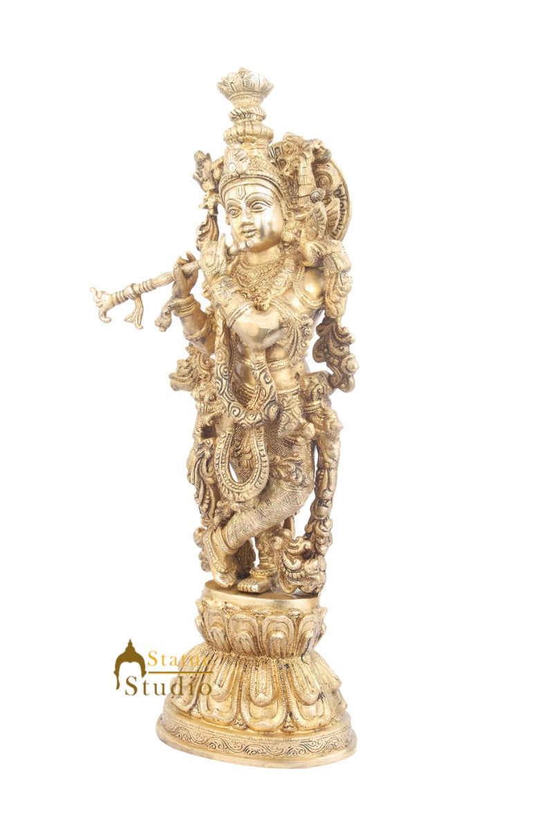 Large Size Hindu Deity Lord Murli Krishna Home Décor Statue For Sale 21" - Image 3