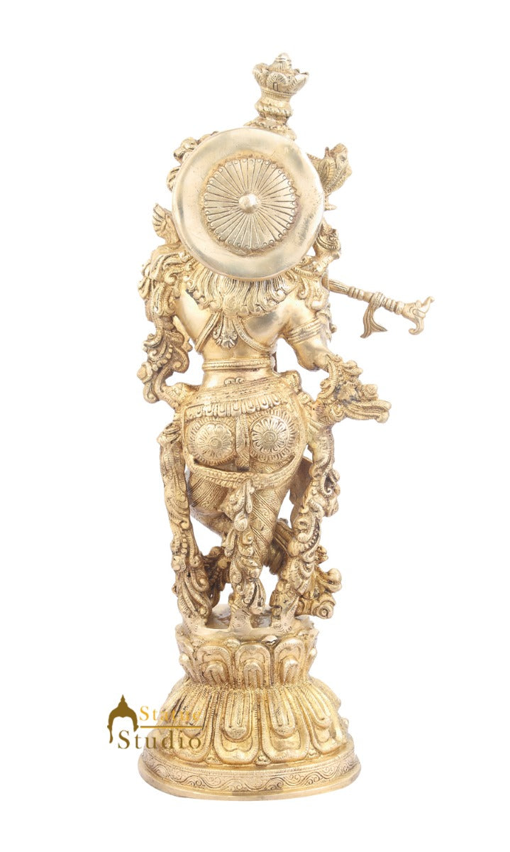 Large Size Hindu Deity Lord Murli Krishna Home Décor Statue For Sale 21" - Image 4