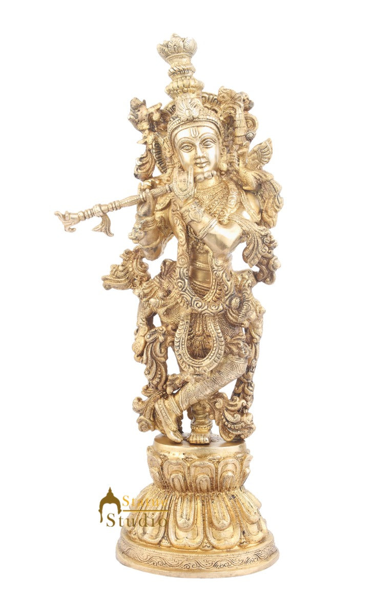 Large Size Hindu Deity Lord Murli Krishna Home Décor Statue For Sale 21" - Image 2
