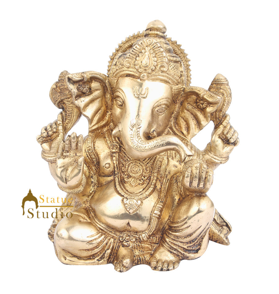 Indian Hindu God Ganpati Murti Lord Ganesha Statue Lucky Diwali Gift Idol 8" - Image 2