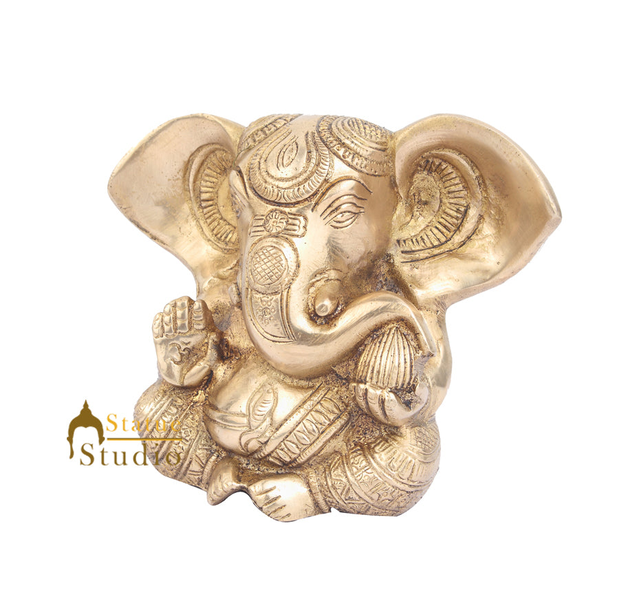 Indian Hindu God Ganpati Murti Lord Ganesha Statue Lucky Vastu Gifting Idol 5" - Image 3