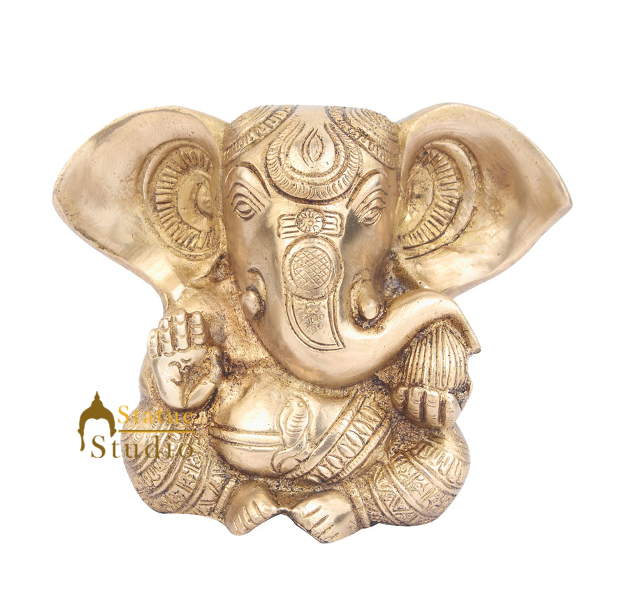 Indian Hindu God Ganpati Murti Lord Ganesha Statue Lucky Vastu Gifting Idol 5" - Image 2