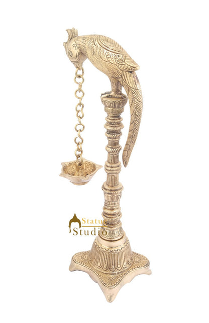 South Indian Style Brass Bird Oil Diya Lamp Stand Diwali Wedding Gifting 13" by vendor-unknown - Spiritual (View 3)