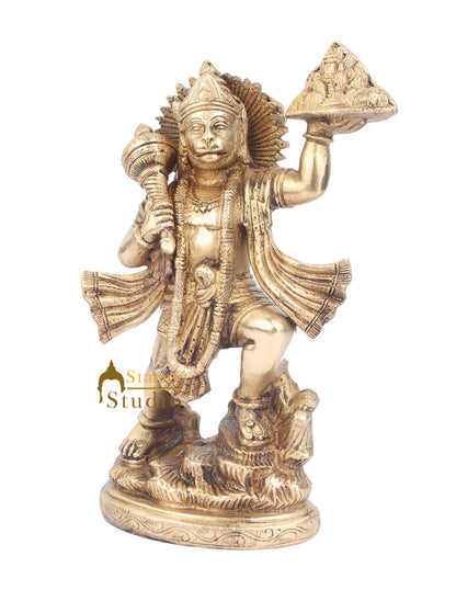 Brass Handicraft Indian Hindu God Lord Hanuman Carrying Mountain Idol 10" by vendor-unknown - Hindu Gods (View 4)