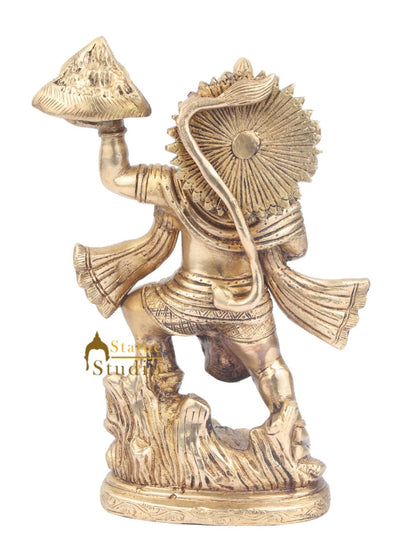 Brass Handicraft Indian Hindu God Lord Hanuman Carrying Mountain Idol 10" by vendor-unknown - Hindu Gods (View 5)