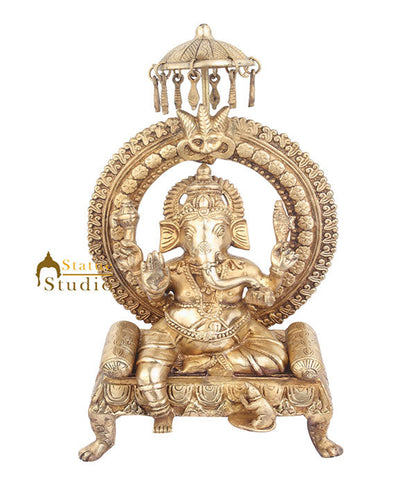 Indian Hindu Deity Lord Ganpati Murti Ganesh Statue Sitting Vastu Décor Gift 18" by vendor-unknown - Hindu Gods