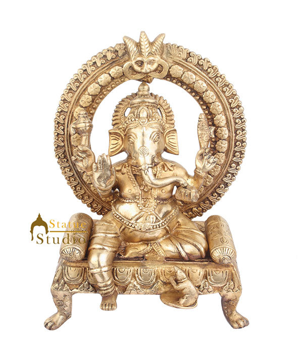 Indian Hindu Deity Lord Ganpati Murti Ganesh Statue Sitting Vastu Décor Gift 15" - Eco-friendly - Sama Homes