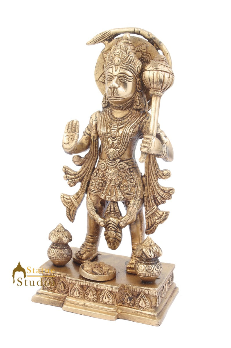 Brass Standing Hanuman Idol For Home Decor Showpiece 10"