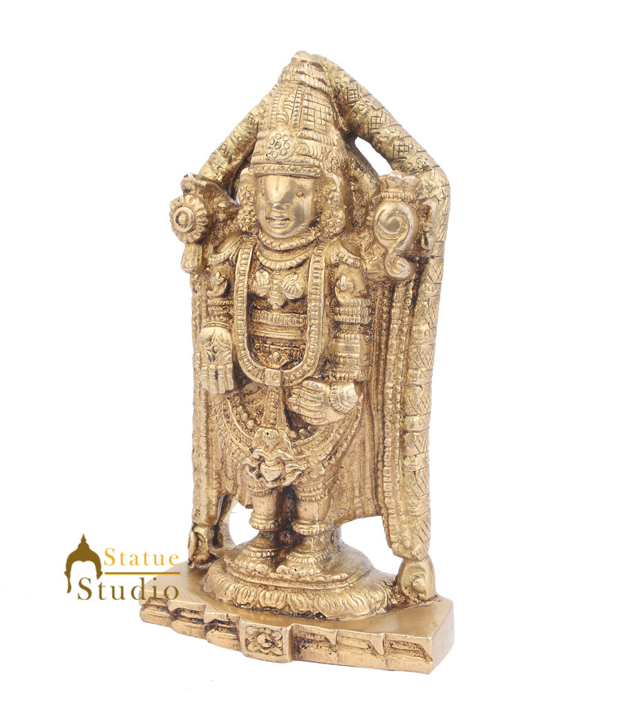 Brass Indian Deity Lord Tirupathi Balaji Idol For Sale 7 Inch