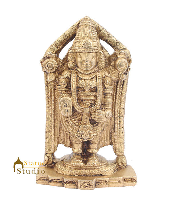 Brass Indian Deity Lord Tirupathi Balaji Idol For Sale 7 Inch