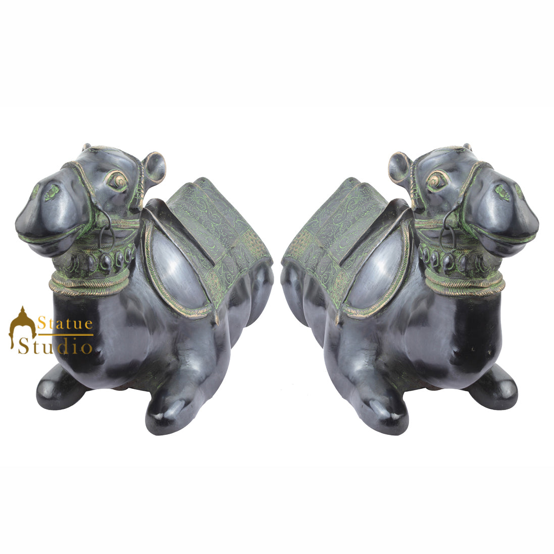 Brass Animal Handicraft Home Garden Décor Camel Pair Large Sculpture 2 Feet