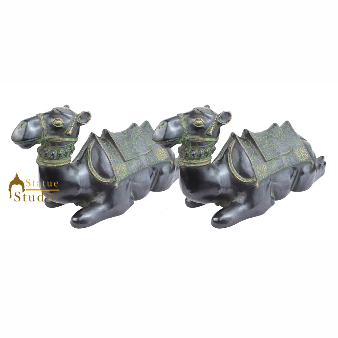 Brass Animal Handicraft Home Garden Décor Camel Pair Large Sculpture 2 Feet