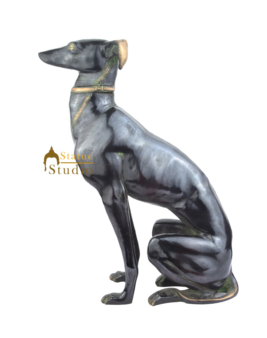 Brass Animal Handicraft Home Garden Décor Dog Sitting Large Sculpture 2 Feet - Image 3