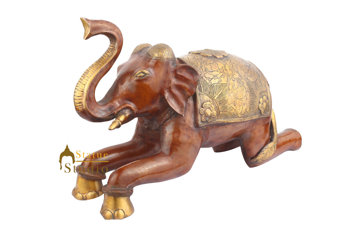 Brass Animal Handicraft Home Garden Décor Elephant Large Sculpture 2 Feet