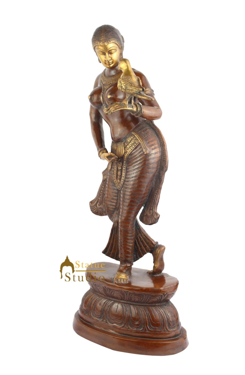 Indian Handicraft Home Room Decor Lady With Bird In Hand Showpiece Large 33" - Image 3