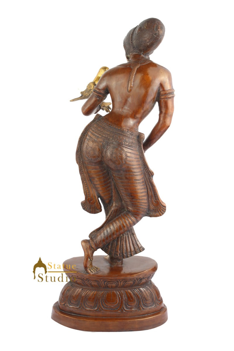 Indian Handicraft Home Room Decor Lady With Bird In Hand Showpiece Large 33"