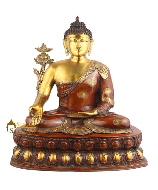 Big Brass Antique Indian Lord Shakyamuni Buddha Décor For Home 32"