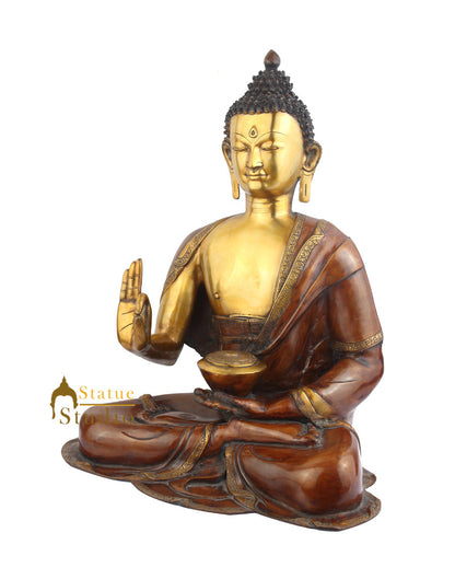 Big Brass Antique Indian Lord Shakyamuni Buddha Décor Statue For Sale 30" by vendor-unknown - Buddha (View 3)