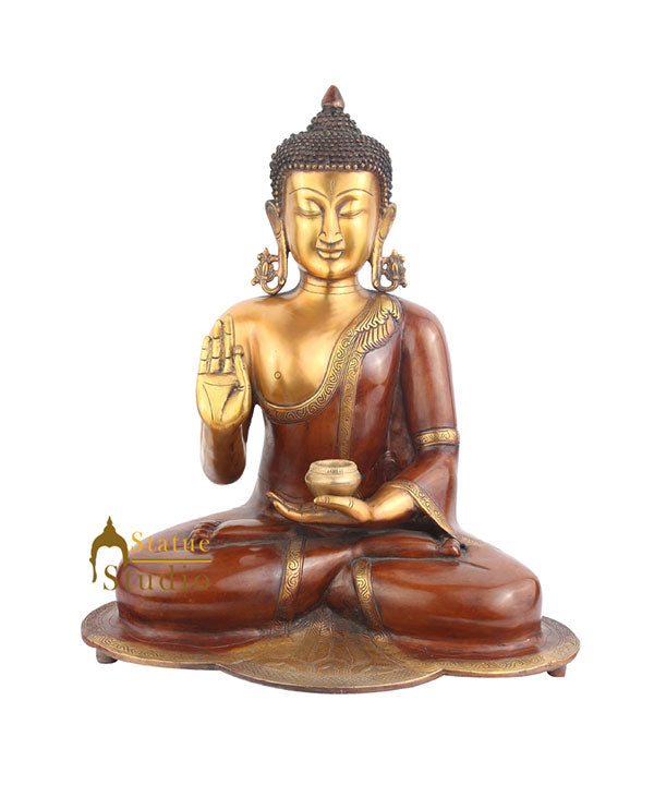 Big Brass Home Garden Décor Bodhisattva Kundal Buddha Gifting Sculpture 21"