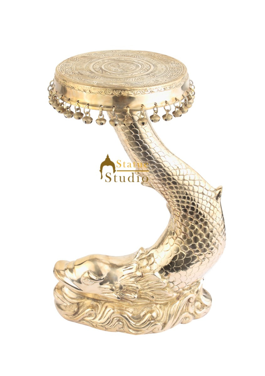 Big Exclusive Home Garden Vastu Fengshui Decorative Fish Design Side Table 20" - Image 2