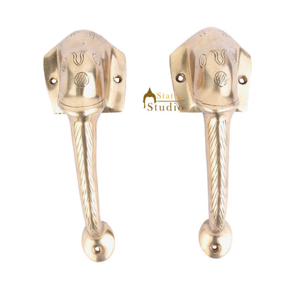 Brass Handicraft Home Decorative Elephant Design Door Handle Pair 7" by vendor-unknown - Decor (View 2)