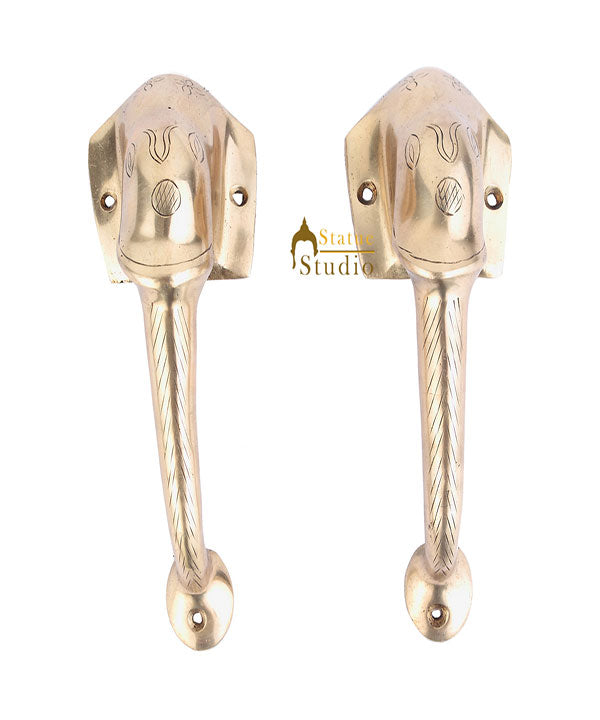 Brass Handicraft Home Decorative Elephant Design Door Handle Pair 7" - Eco-friendly - Sama Homes