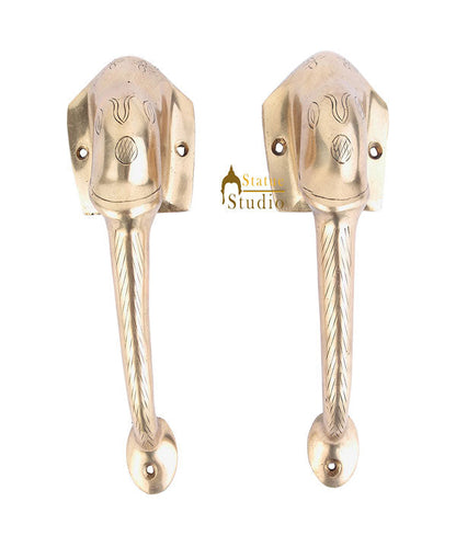 Brass Handicraft Home Decorative Elephant Design Door Handle Pair 7" by vendor-unknown - Decor