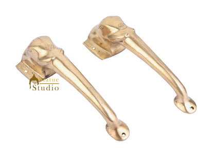Brass Handicraft Home Decorative Elephant Design Door Handle Pair 11" by vendor-unknown - Decor (View 3)
