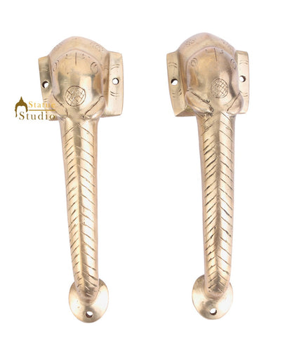 Brass Handicraft Home Decorative Elephant Design Door Handle Pair 10" by vendor-unknown - Decor (View 2)