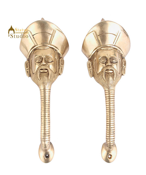 Brass Handicraft Home Decorative Gentleman Design Door Handle Pair 10" - Eco-friendly - Sama Homes
