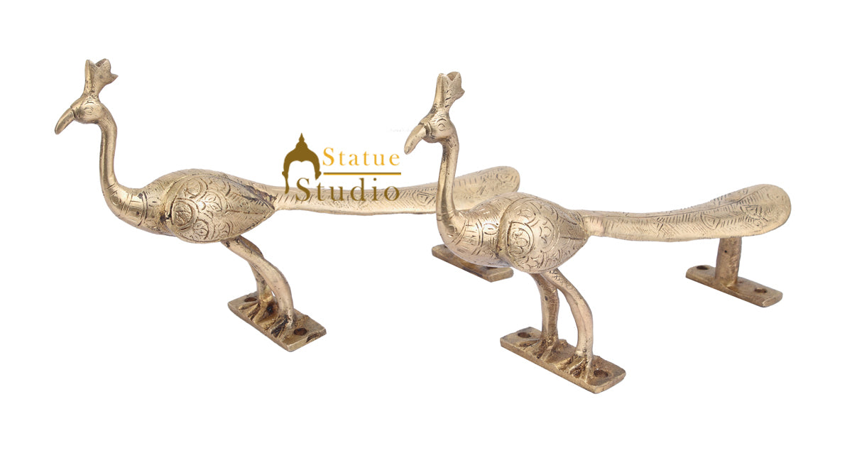 Brass Handicraft Home Decorative Bird Design Door Handle Pair 10" - Image 3