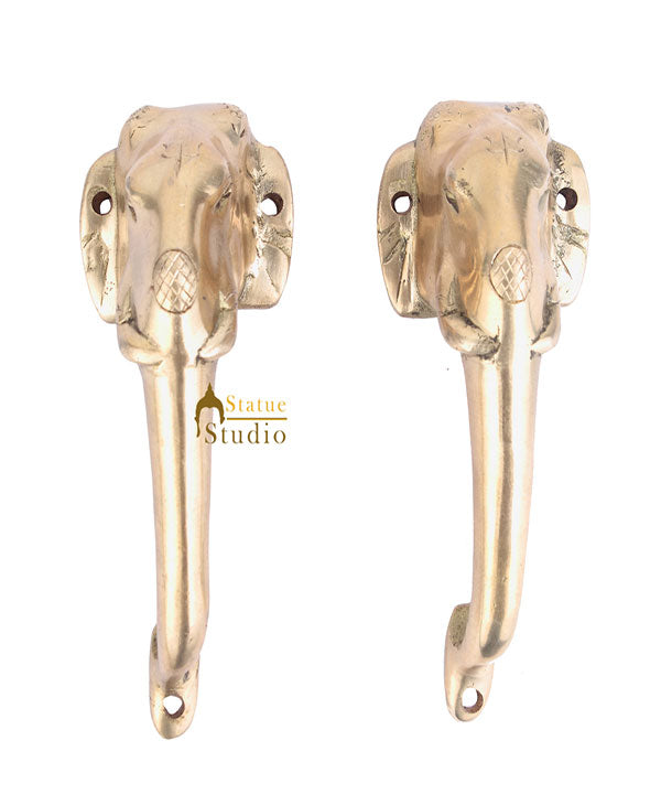 Brass Handicraft Home Decorative Elephant Design Small Door Handle Pair 6" - Eco-friendly - Sama Homes