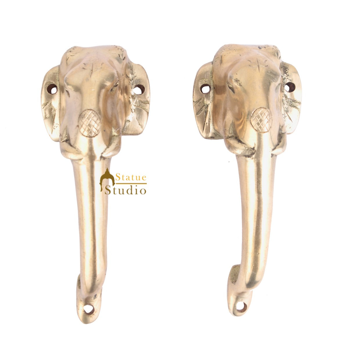 Brass Handicraft Home Decorative Elephant Design Small Door Handle Pair 6" - Image 2