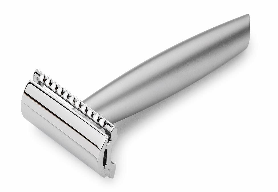 Merkur 3-Piece DE Safety Razor, Closed Comb, Heavy Smooth Matt Handle, Chrome - Eco-friendly - Sama Homes