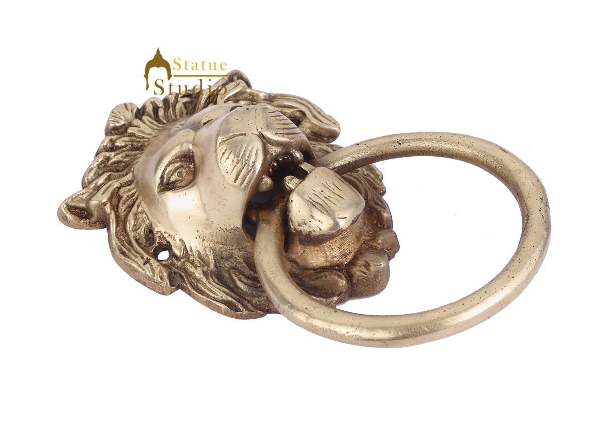 Brass Handicraft Home Decorative Lion Design Door Knocker 7"