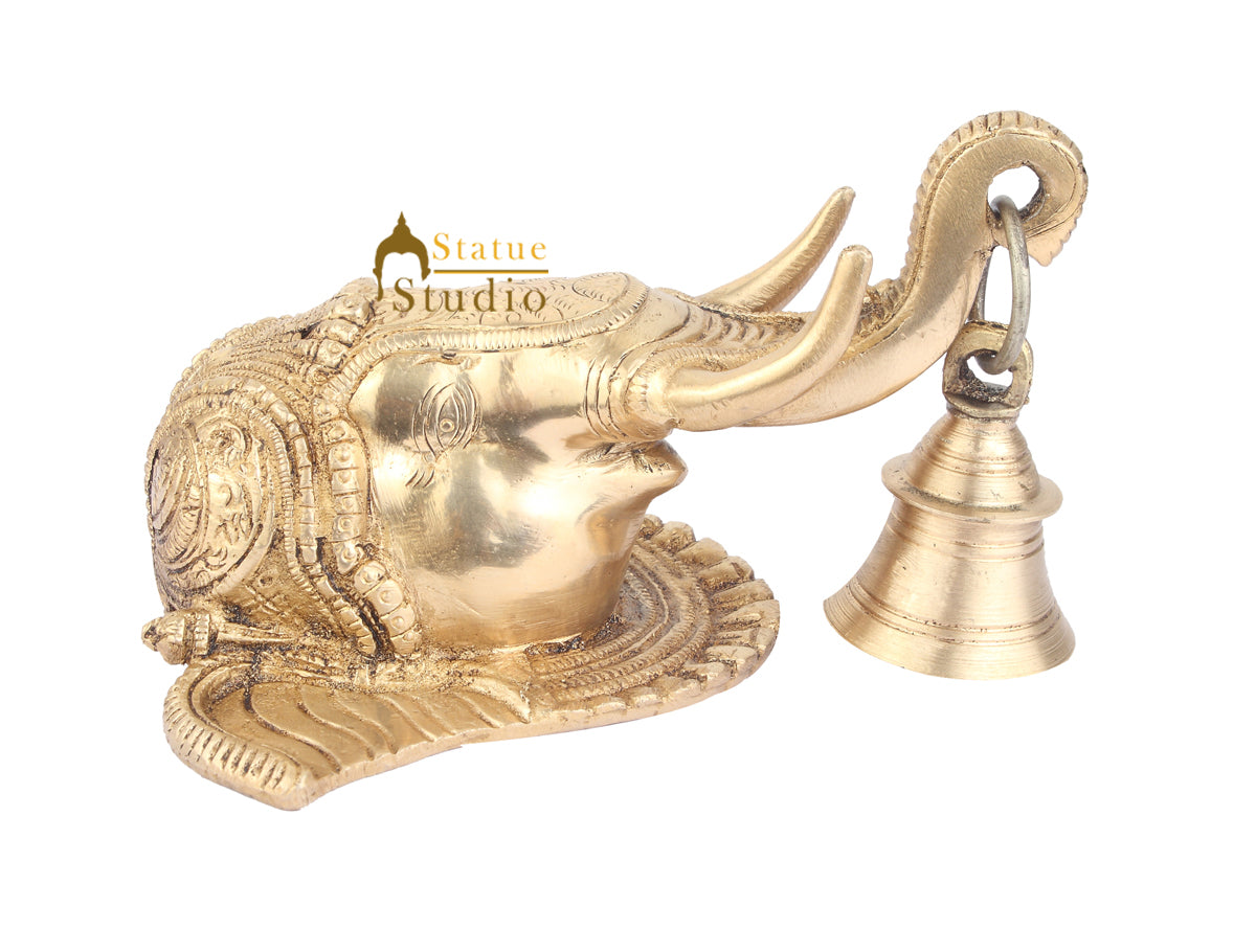 Brass Handicraft Elephant Design Door Bell Knocker For Home Decorative 7 Inch