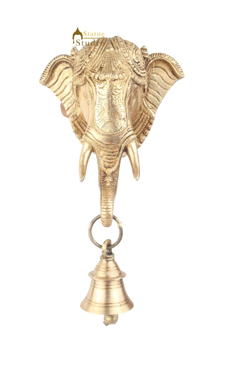 Brass Handicraft Elephant Design Door Bell Knocker For Home Decorative 7 Inch