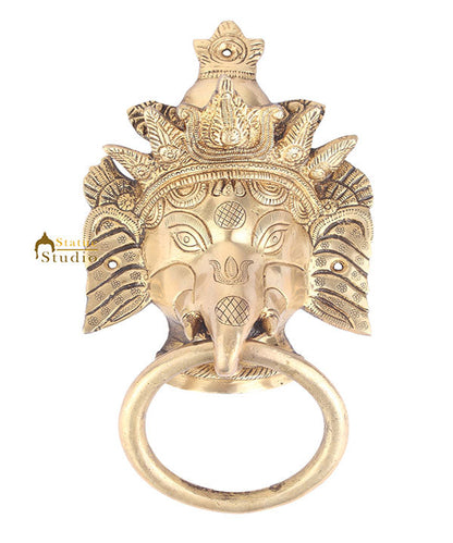 Brass Handicraft Home Decorative Crowned Elephant Design Door Knocker 9" by vendor-unknown - Decor
