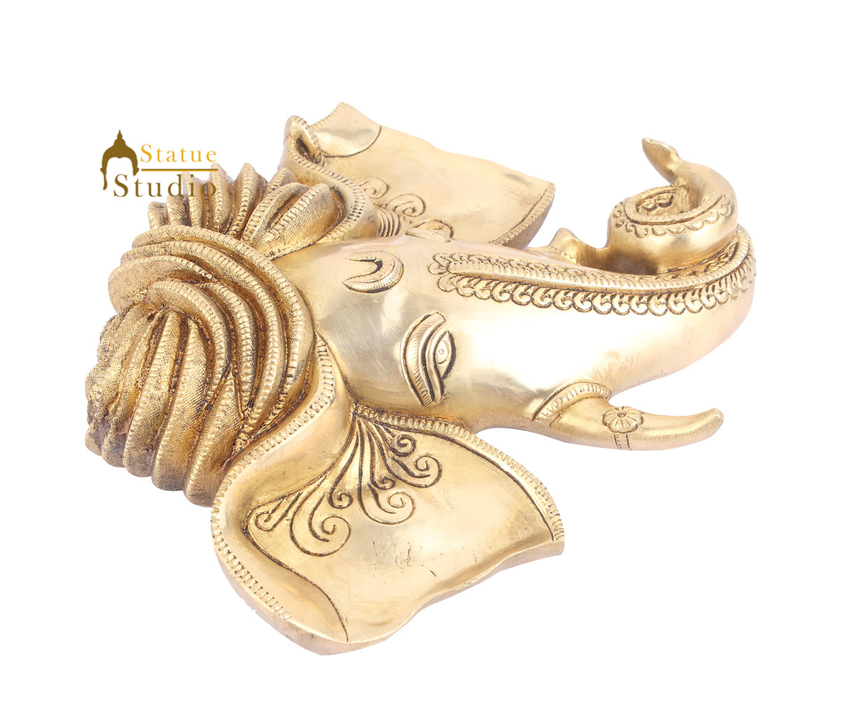 Brass Indian God Lord Ganpati Ganesha Wall Hanging Décor Art 10"