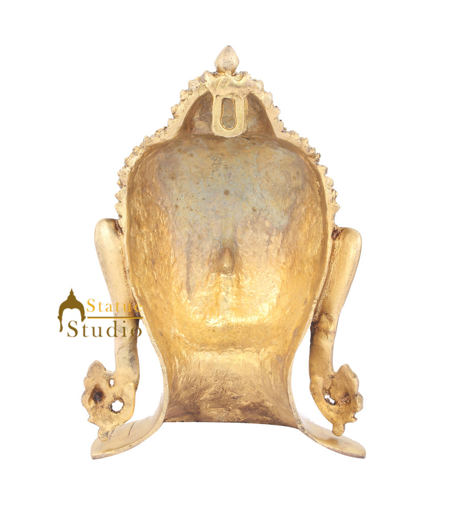 Brass Indian Lord Buddha Mask Wall Hanging Décor Art 11" - Image 4