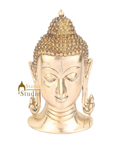 Brass Indian Lord Buddha Mask Wall Hanging Décor Art 11" by vendor-unknown - Decor (View 2)