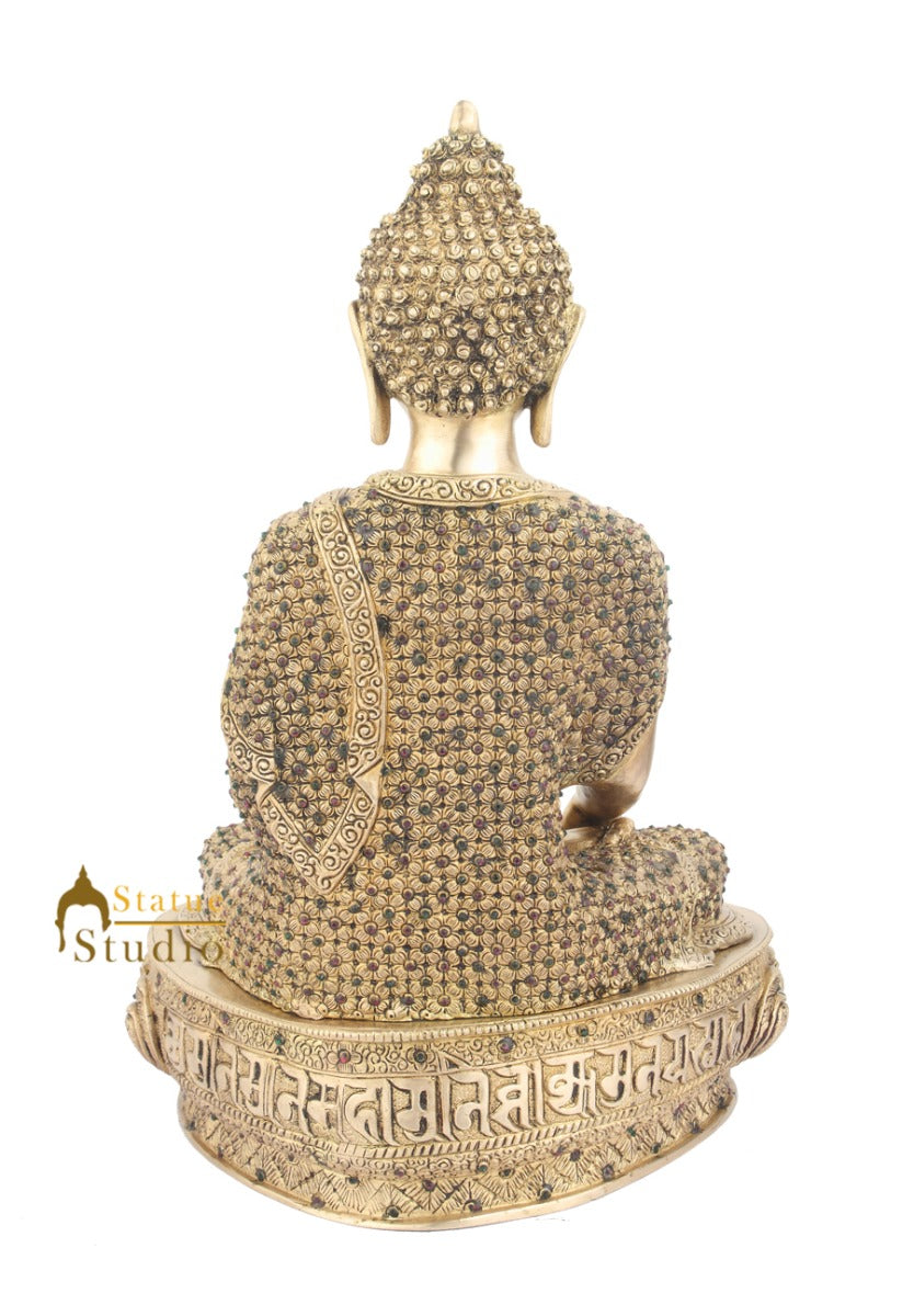 Indian Exclusive Brass Lord Buddha Sitting Masterpiece Décor For Sale 16" - Image 4
