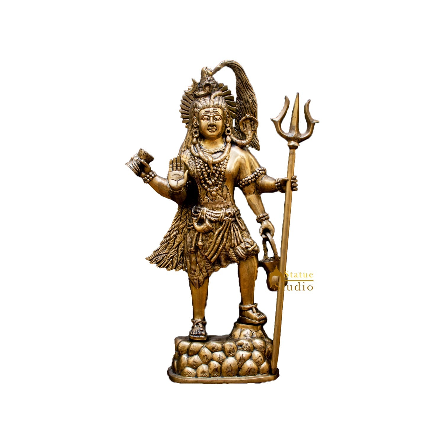 Brass Large Standing Shiv Shankar Bhagwan Murti For Home Decor 2 Feet - Image 6