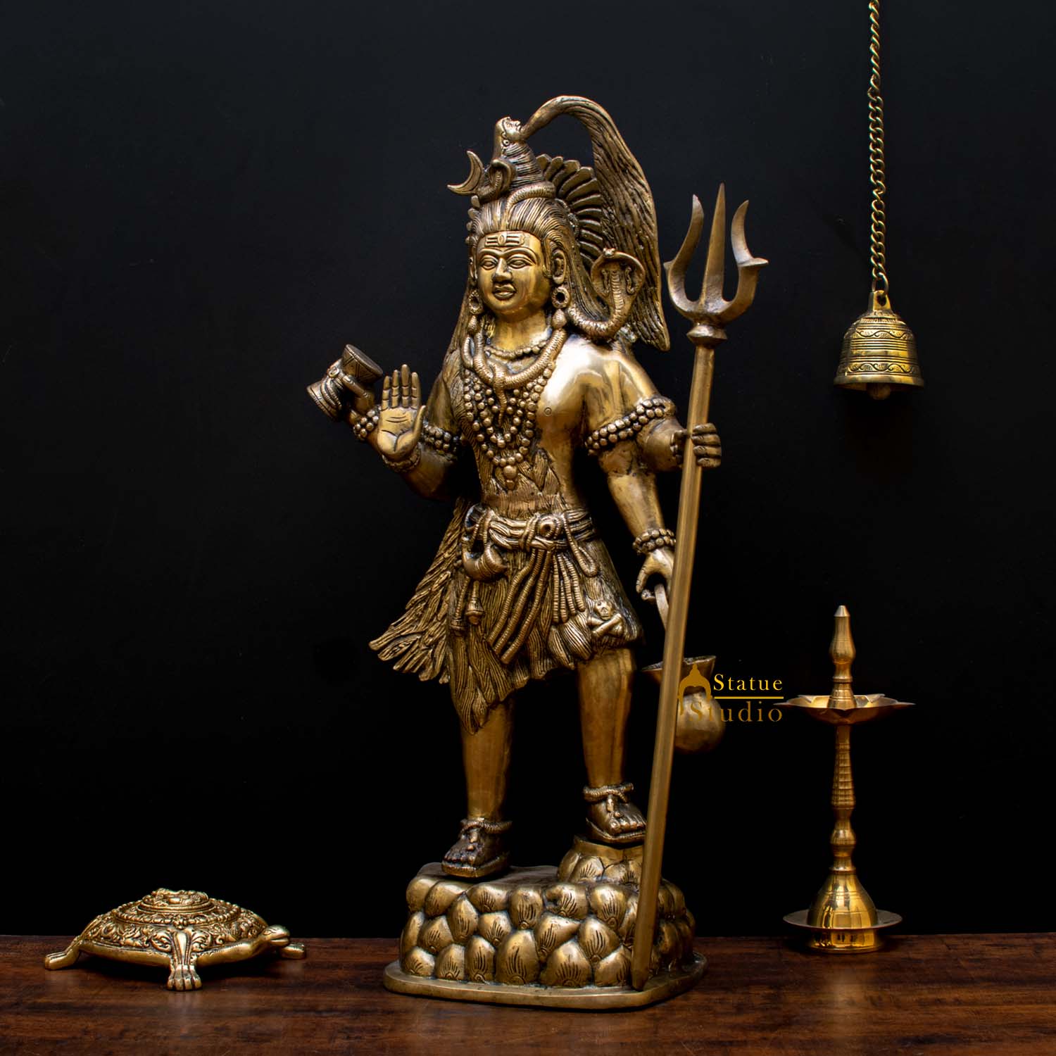 Brass Large Standing Shiv Shankar Bhagwan Murti For Home Decor 2 Feet - Image 4